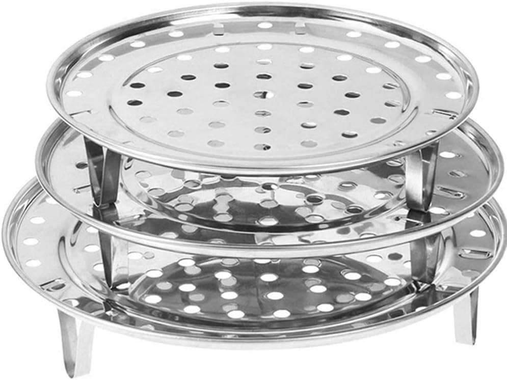 3-Pack Round Stainless Steel Steaming Racks 7.6″-9.3″ for Pressure Cooker & Cann