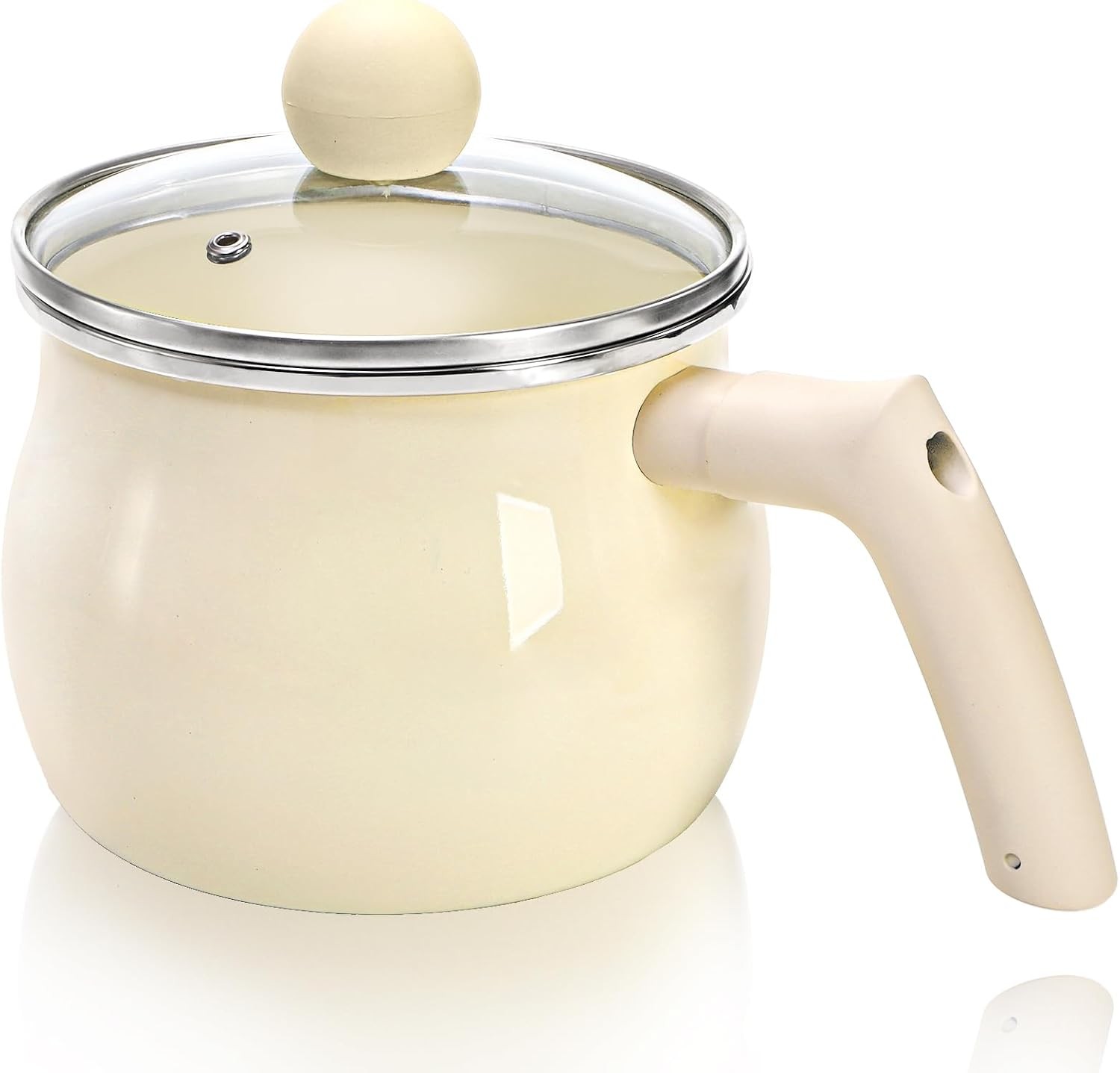 Milk Pot with Lid, 2 Quart Nonstick Butter Warmer Saucepan with Handle, Small