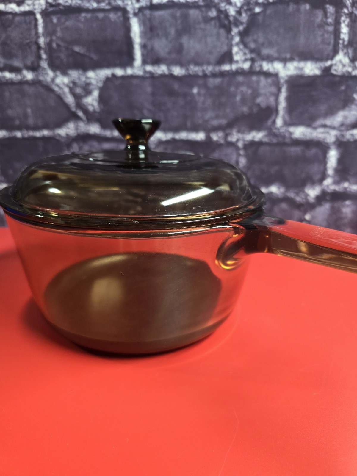 Corning Ware Visions 1.5L Amber Pan Pot with Lid USA Non Stick Vintage