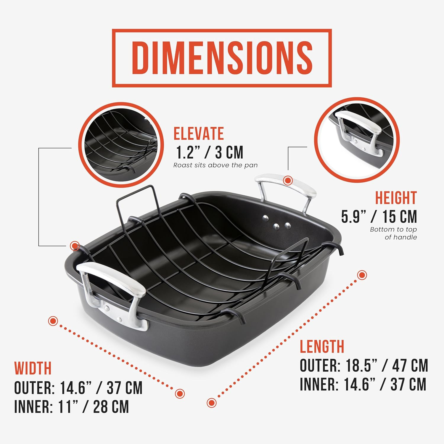 Extra-Large Carbon Steel Roasting Pan with U-Rack for Perfect Roasts