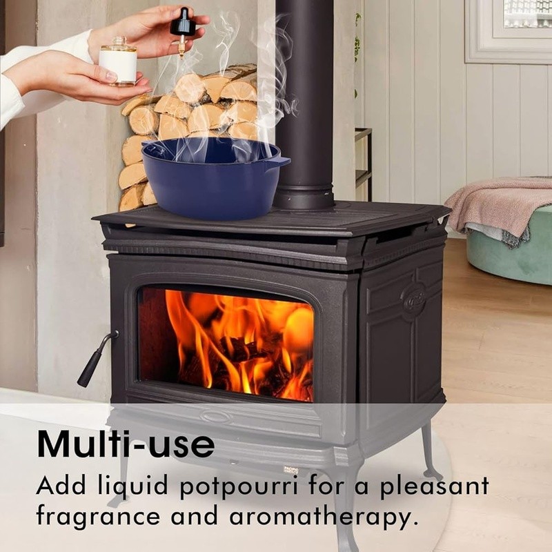 Cast Iron Wood Stove Steamer Humidifier Aroma Diffuser Durable Heavy Duty Blue