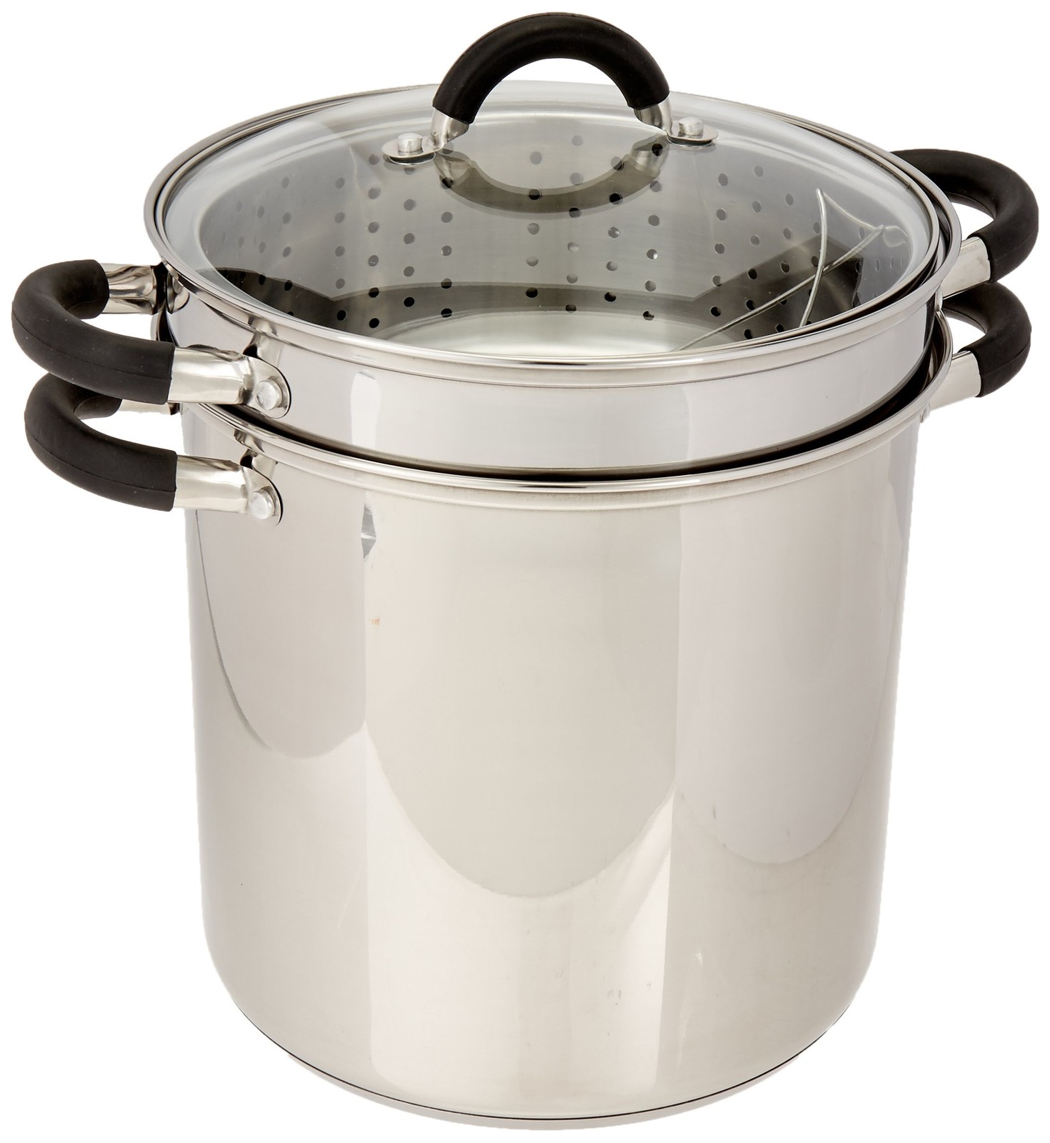 12 Qt Multifunction Stainless Steel Pasta Cooker with Encapsulated Base, Vent…