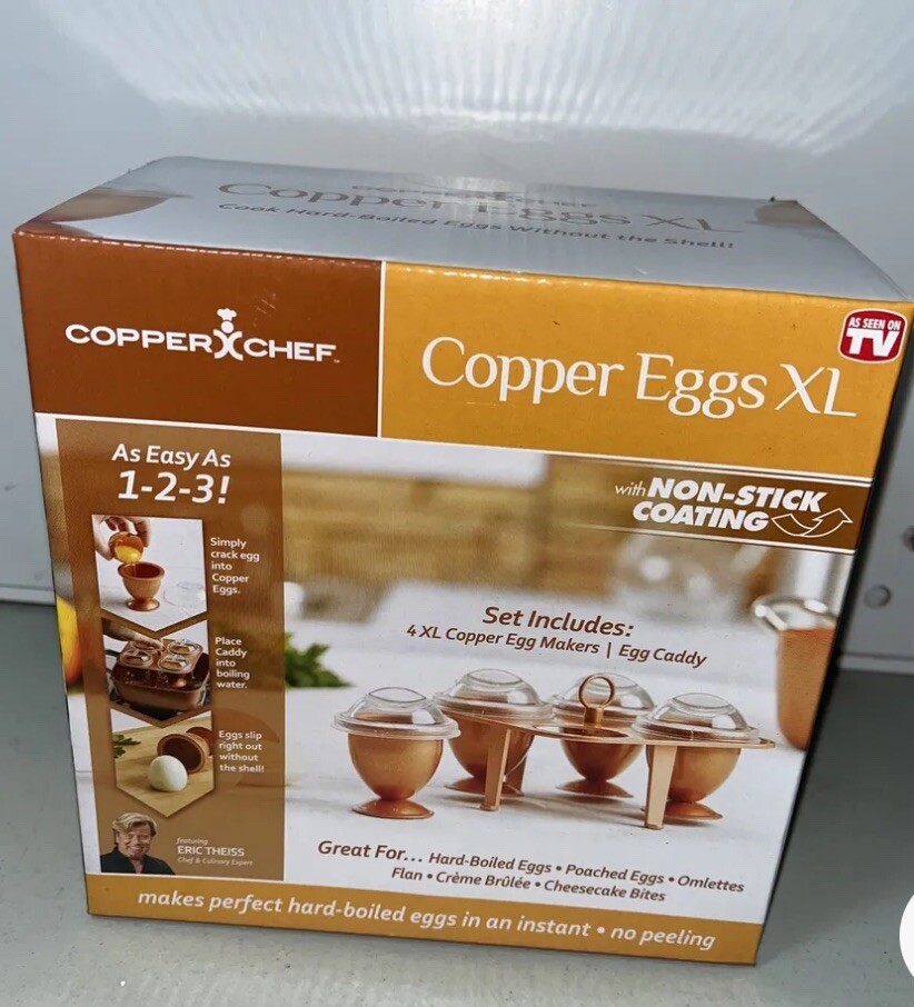 Copper Chef Copper Eggs XL Egg Makers w/Egg Caddy Egg Cups