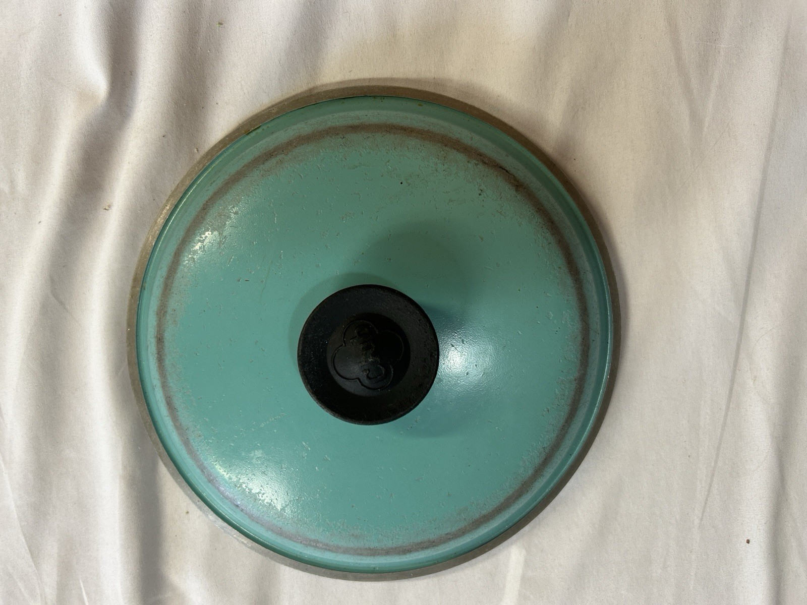 Vintage Used Club Aluminum Turquoise Aqua Teal Pan / Pot Lid Only 8.75″ O.D.