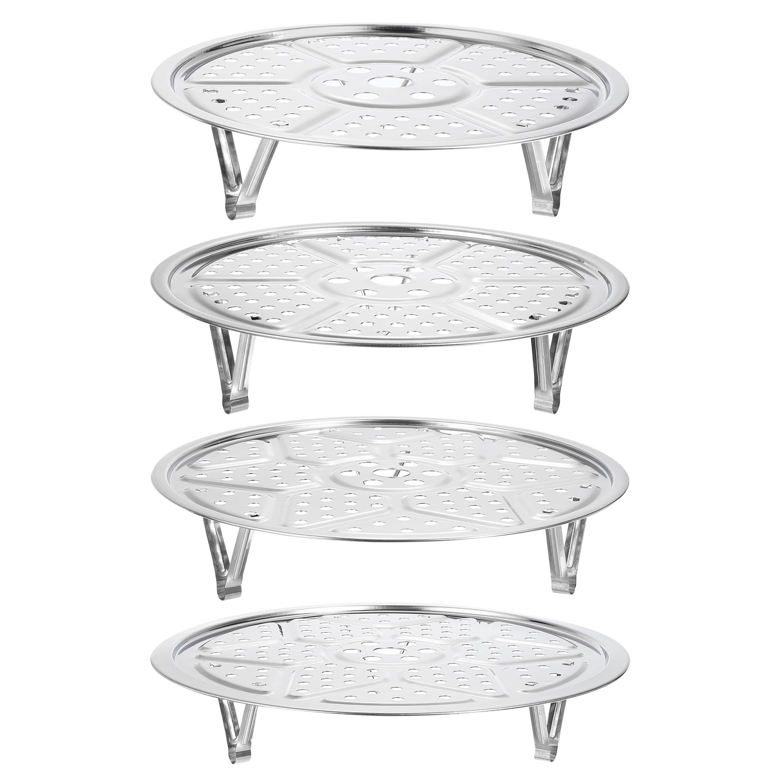 uxcell 4pcs Stainless Steel Steamer Rack with 7.9″,8.6″,9.5″,10.2″, Silver