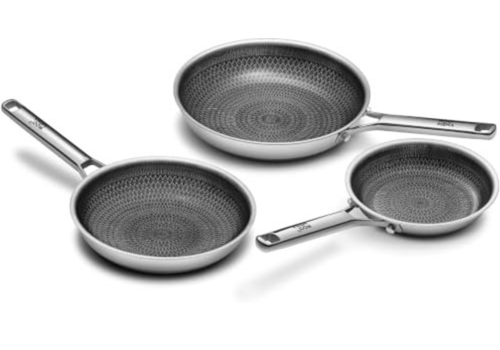 Roomena Frying Pan Set Tri-Ply Hybrid Ceramic Nonstick 3 Pcs Set, 8″,10″ & 12″