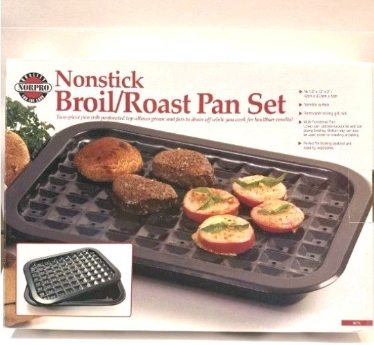 Norpro Nonstick Broil Roast Pan Set 16.5” X 12” QUALITY For The Cook