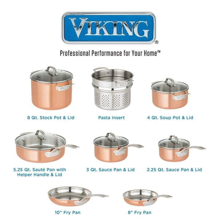 Viking 13-Piece Tri-Ply Copper Cookware Set