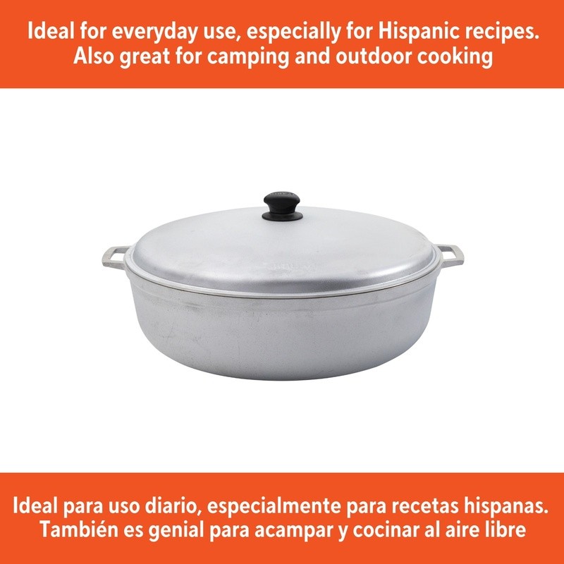 Versatile Cast Aluminum Caldero W/ Tight-Fitting Lid Cooking Soups Stews Rice US