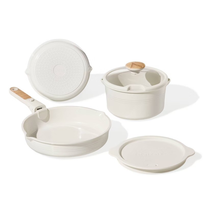 Carote Ceramic Nonstick Cookware Set with Detachable Handle