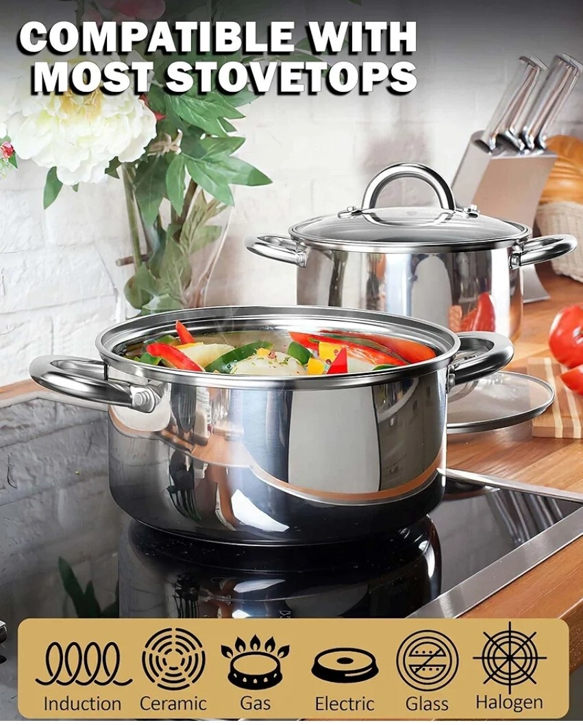 12-Piece Stainless Steel Cookware Set
