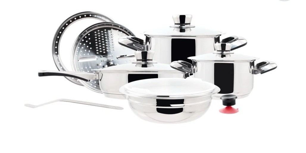 Nutri Stahl Rainbow Cookware Set, Size: 12-Piece, Color: Silver