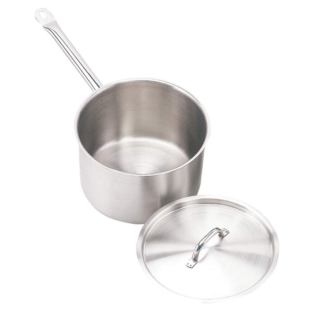 CRESTWARE SSPAN5WC Sauce Pan w/Cover,5 qt,9-1/2 In.,SS PK 4