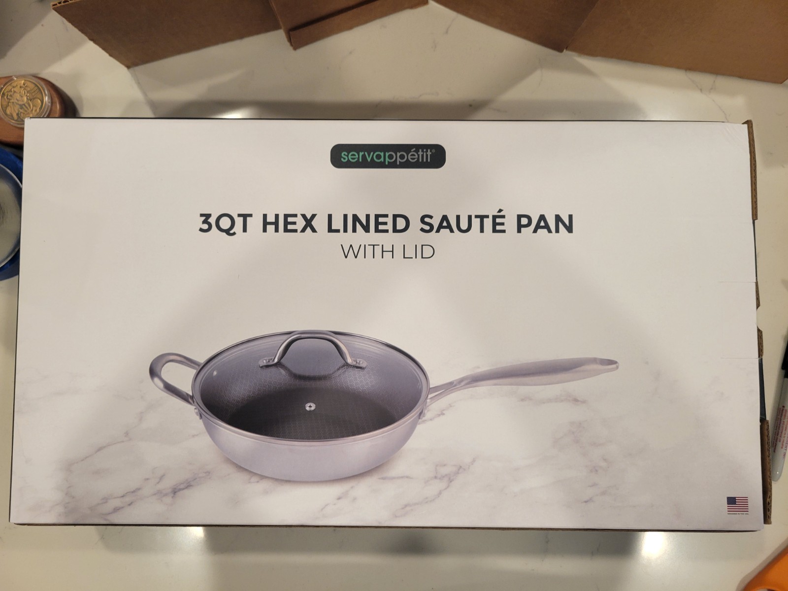 Servappetit 3QT Hex Lined Saute Pan With Lid