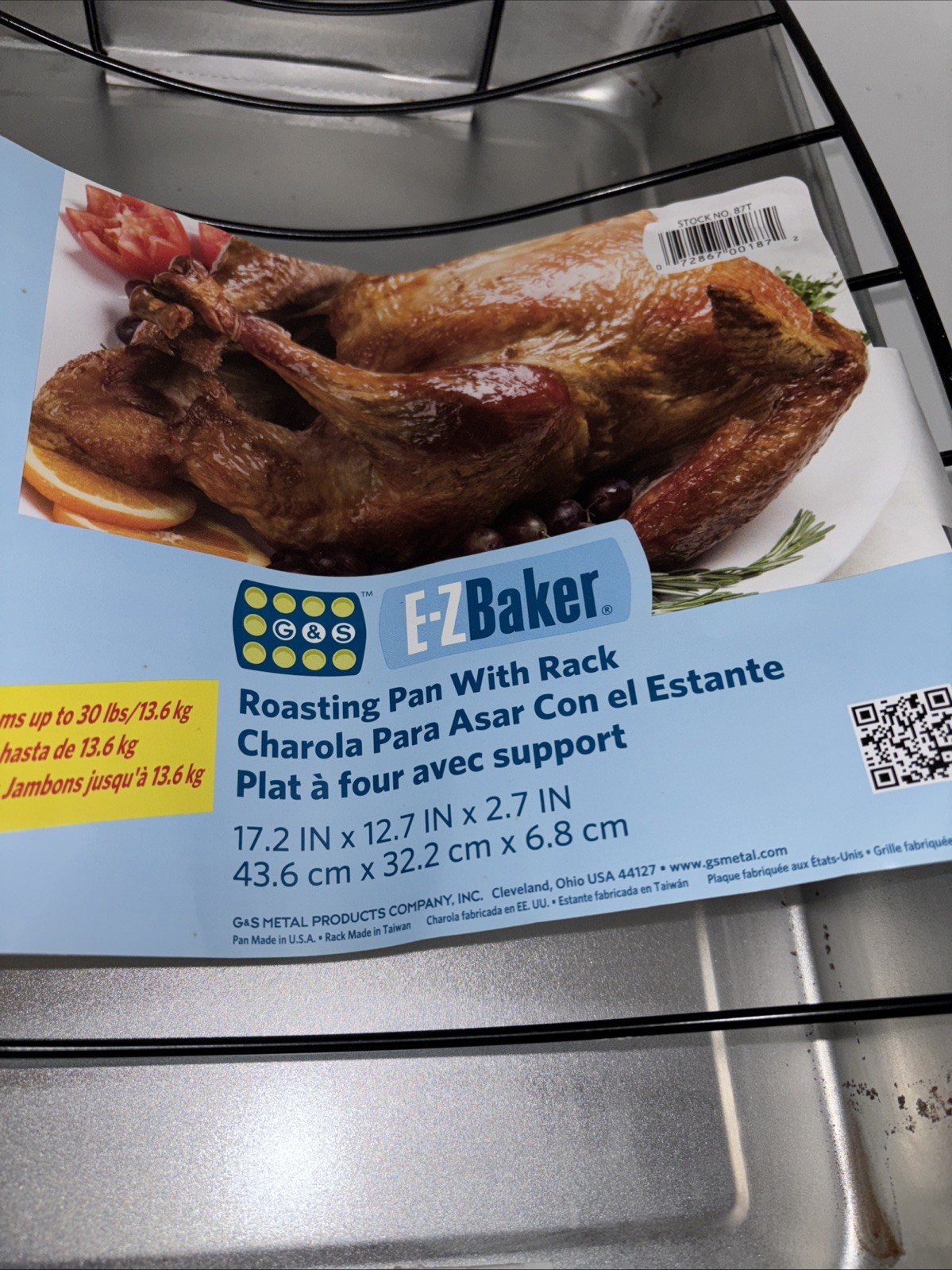 EZ Baker Large Steel bakeware Non-Stick Rack 17.2×12.7×2.7” Never Used READ