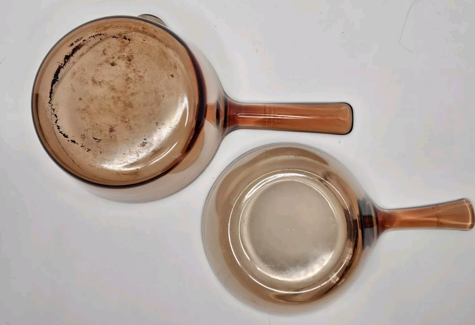 Set of 2 Corning Visions Cookware Amber .5 L & 1 L Sauce Pans USA