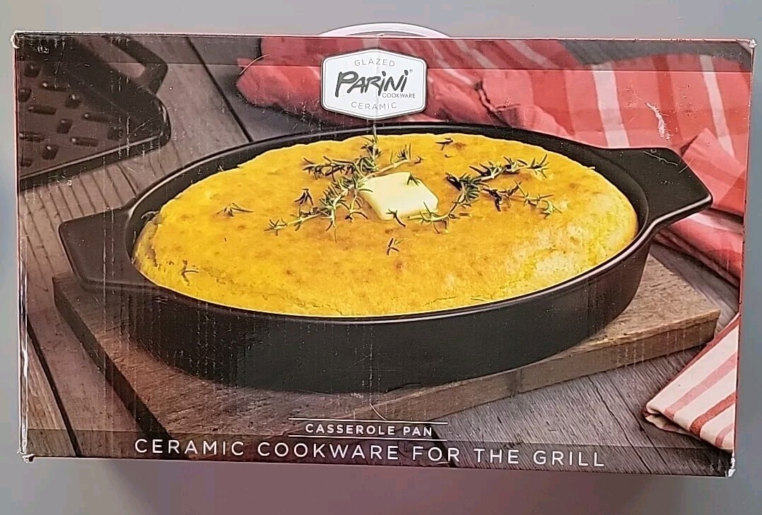 Parini Ceramic Cookware For The Grill Casserole Pan 8.5”x 14.8”x 2.2” Non-Stick