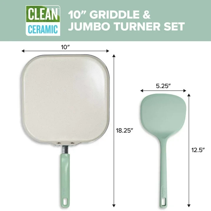 Tasty 10 in. Square Non-Stick Aluminum Griddle Pan