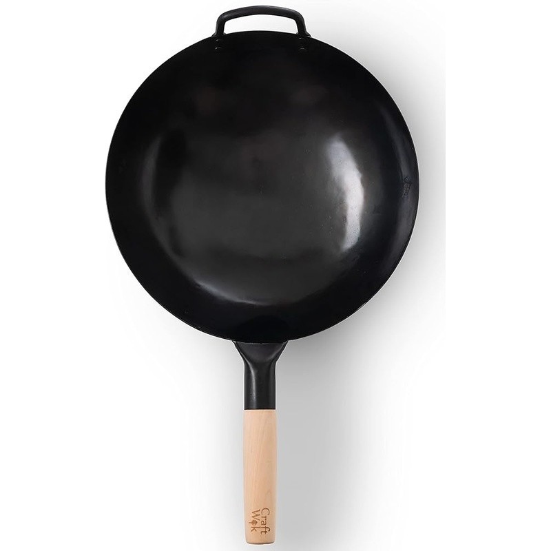 Pre-seasoned 13 Inch Carbon Steel Wok Traditional Round Bottom Stir Fry Pan New