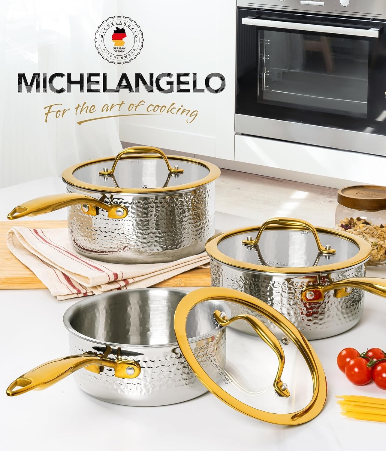 Triply Stainless Steel Saucepan Set, Luxury Hammered Stainless Steel Sauce Pa…