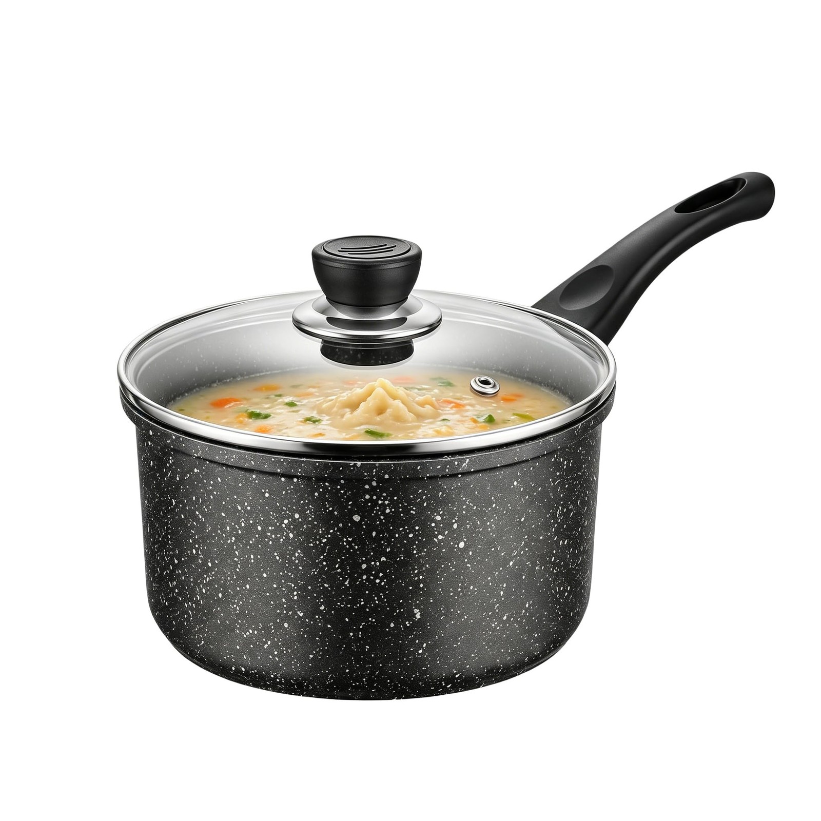 2 Quart Saucepan with Lid, Nonstick Small Sauce Pot Pan with Granite Coating