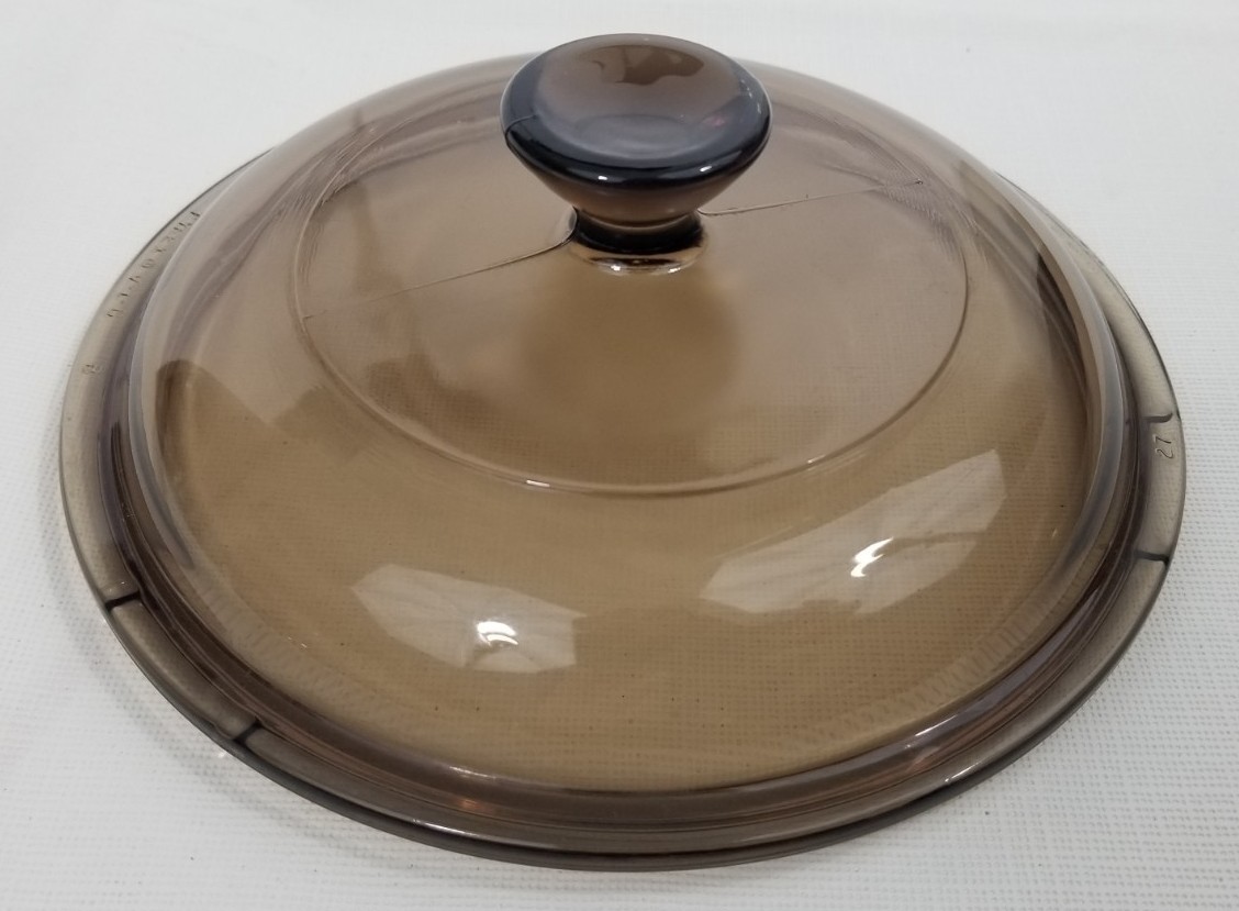 PYREX V-1-C V1C Round Amber Glass Replacement Lid 6.25 in Diameter