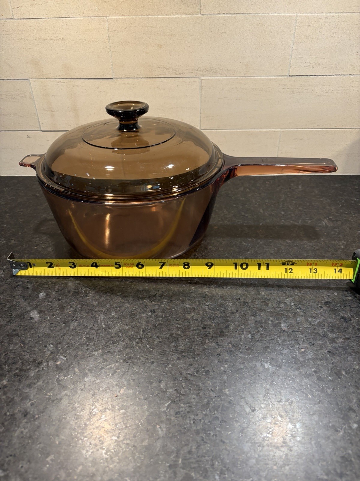 VTG Corning Ware USA Vision Amber Glass-2.5 L Saucepan With Pyrex Lid