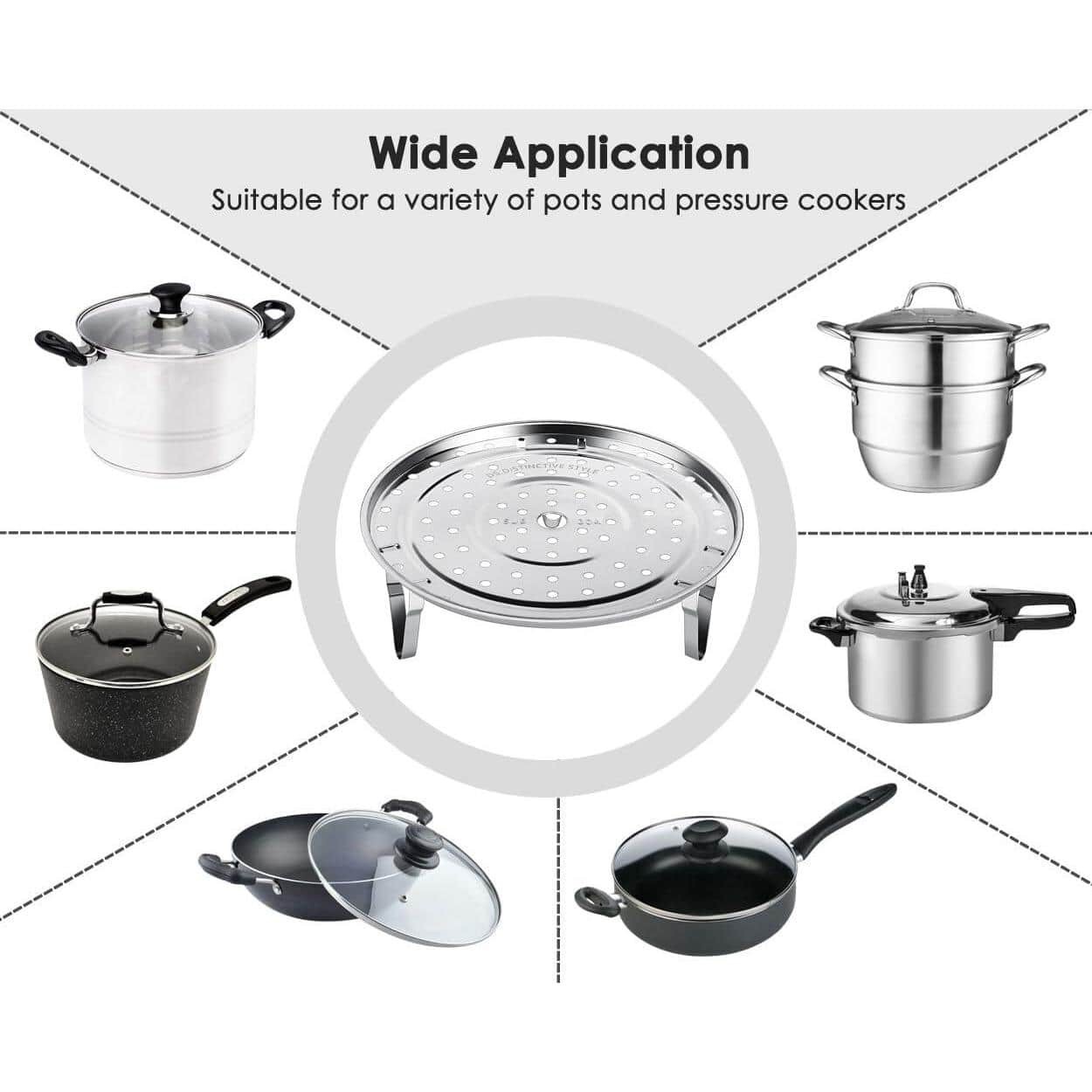 304 Stainless Steel Steamer Rack 22cm w/ Removable Legs Pressure Cooker