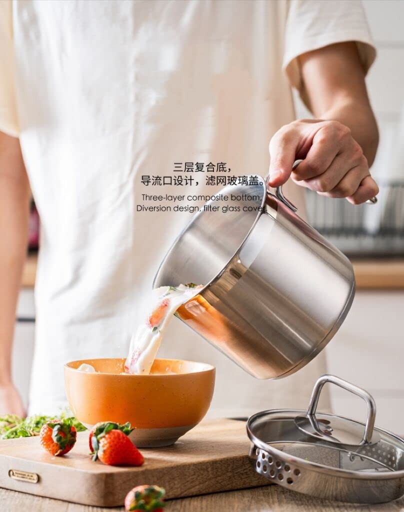 1.5 Quart Saucepan Pour Spout Multi Pot Straining Lid Soup Serving Spoon