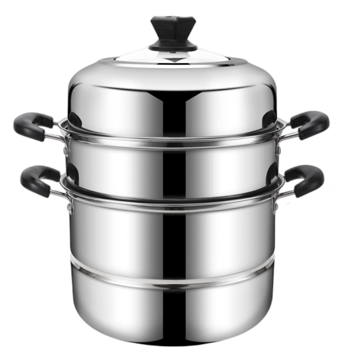 11.8inch Steam Pots with 3pcs Steamer Liners and Kitchen gripper 3-tier Stain…