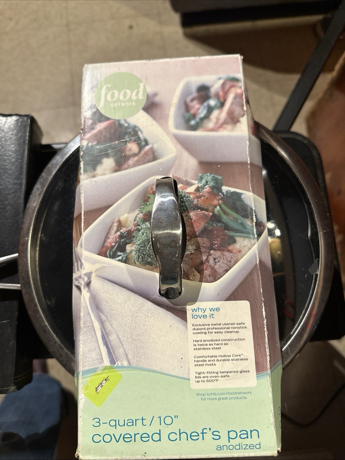Food Network 3Qt 10 Inch Covered Chef’s Pan with Lid Nonstick Dark Grey NEW