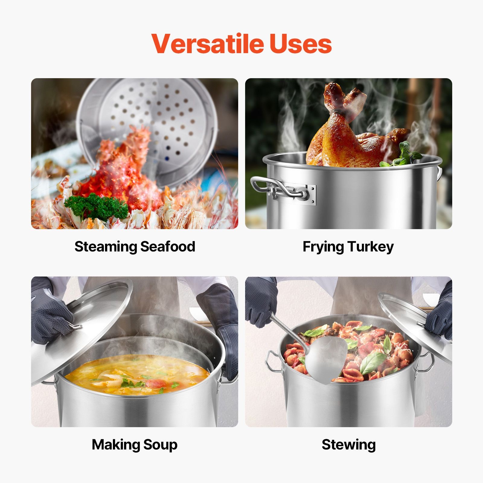 High Capacity Stainless Stock Pot with Strainer Basket and Lid