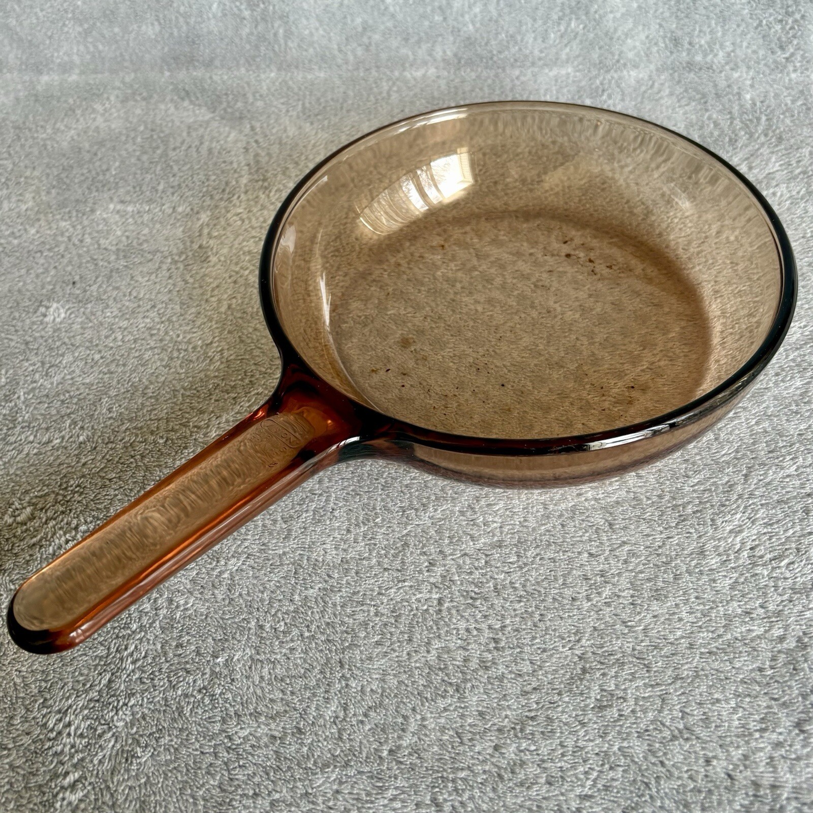 Vintage Corning Ware Vision Amber Glass Cookware 7” Waffle Bottom Skillet
