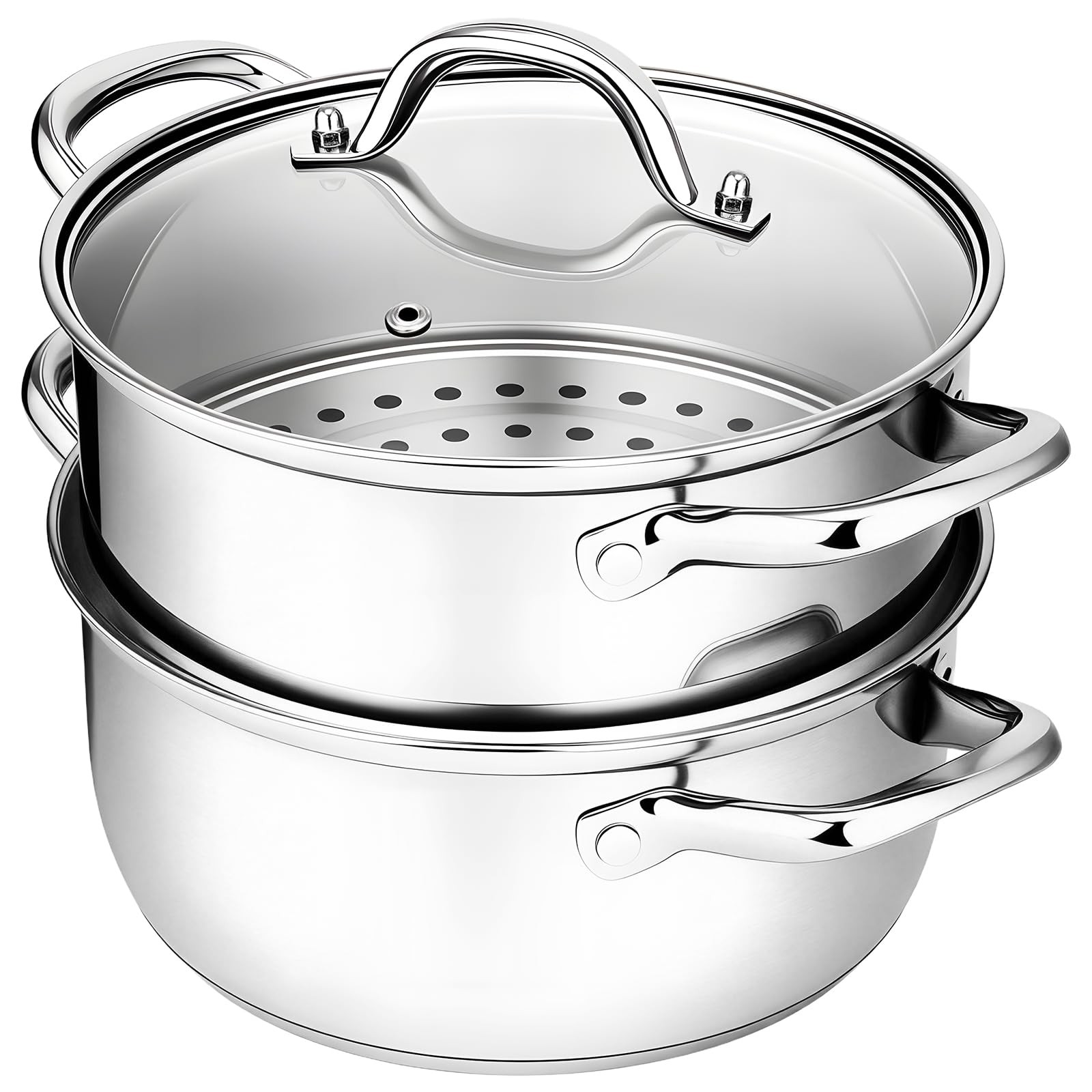 3.2QT Stainless Steel Steamer Pot Cooking Food Basket Kitchen Cookware Soup
