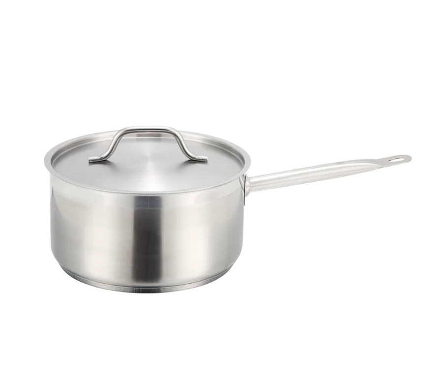 Winco Stainless Steel Sauce Pan with Cover, 3-1/2 Quart New