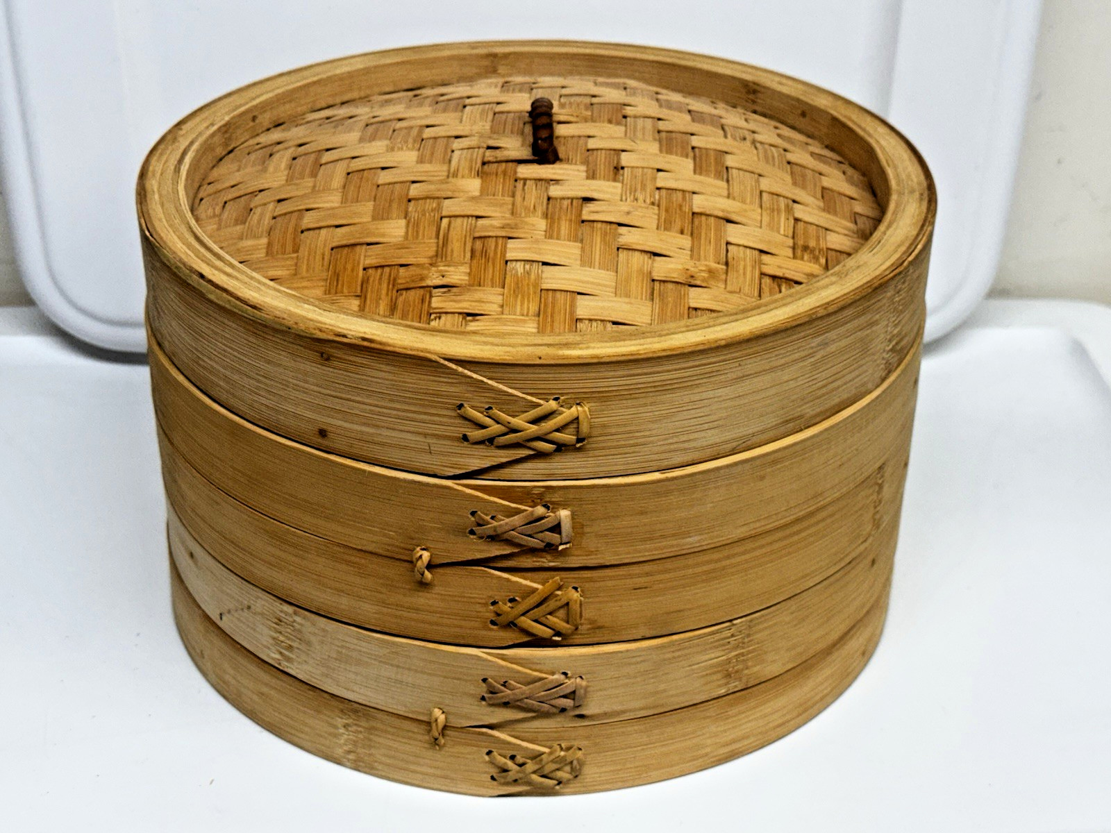 Asian Kitchen Bamboo Food Steamer Basket with Lid, 10-Inch