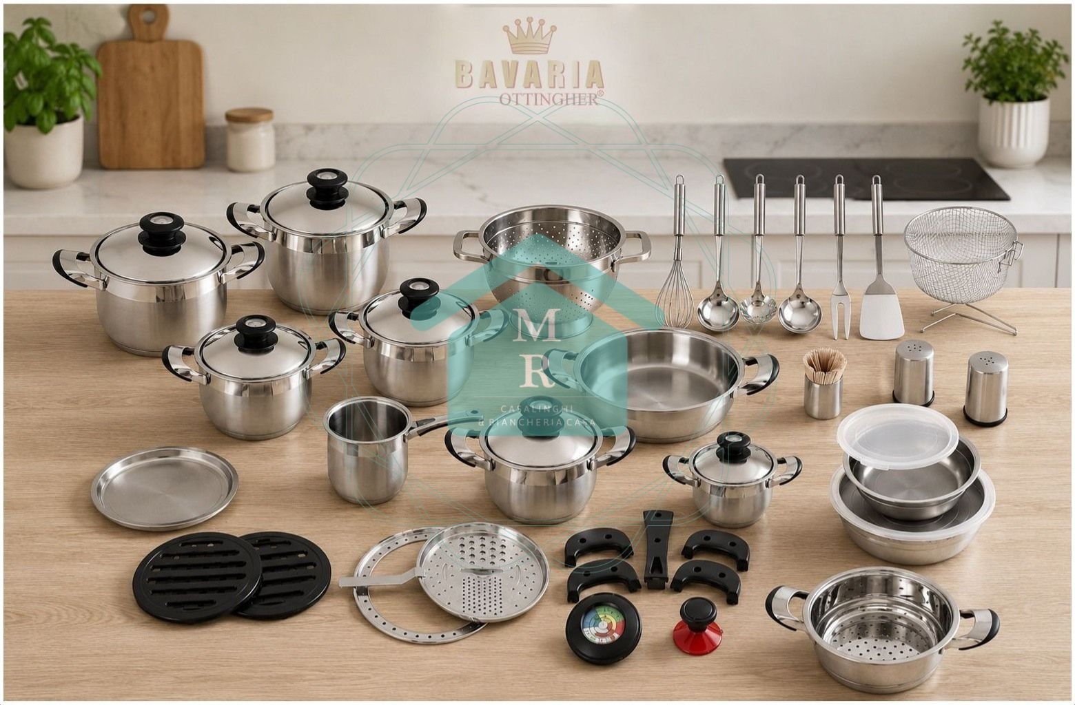 44pc Silhouette Stainless Steel 18/10 Satin Bavaria Ottingher Cookware Battery