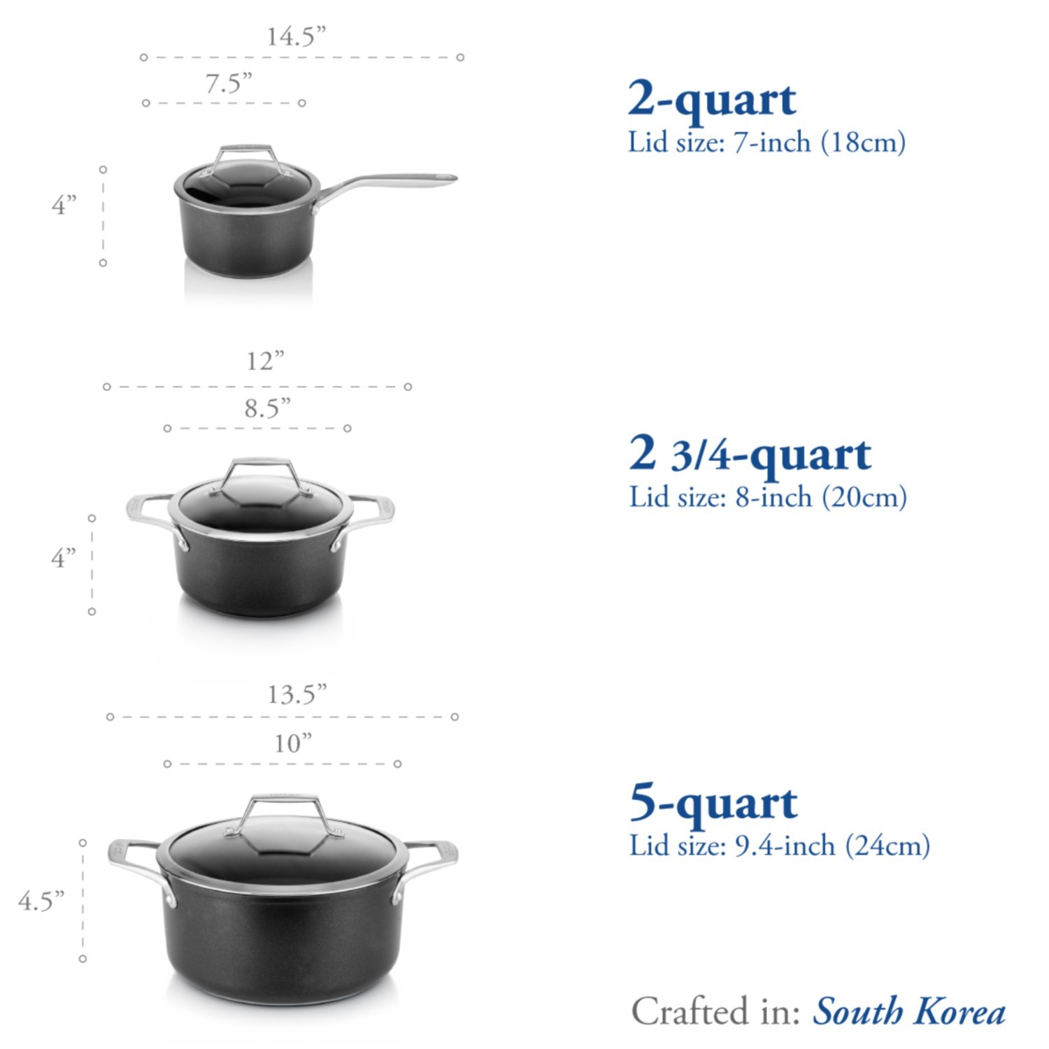TECHEF – Onyx Collection, 2-quart Saucepan with Glass Lid, Made in Korea