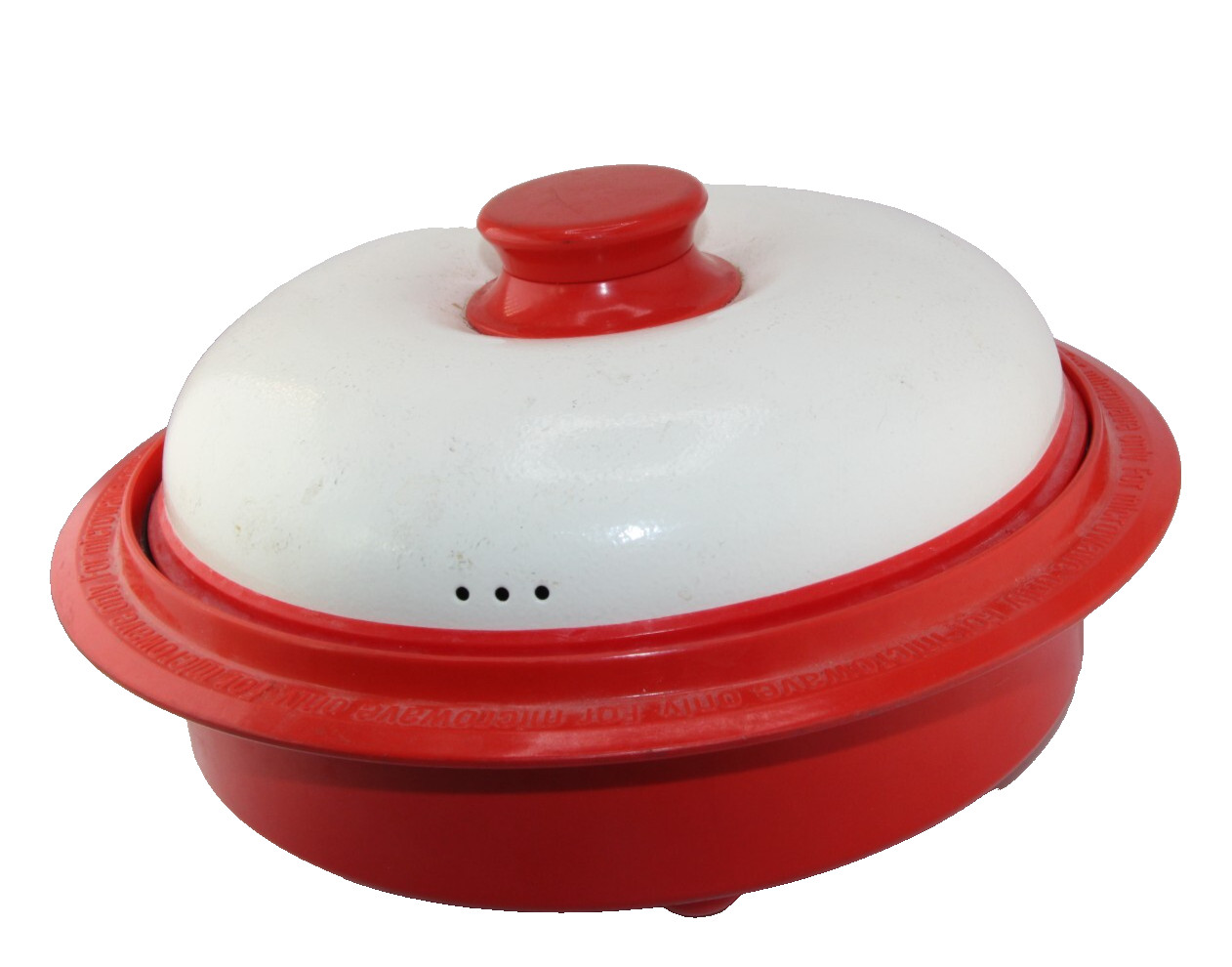 RANGEMATE Red & White Cooker for Microwave Only Silicone Steam Plates