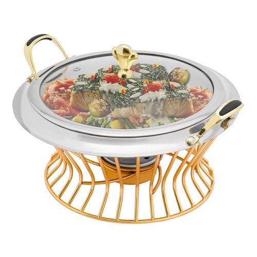 2L Chafing Dish Stainless Steel Circular Buffet Catering Warmers W/ Fuel Holder