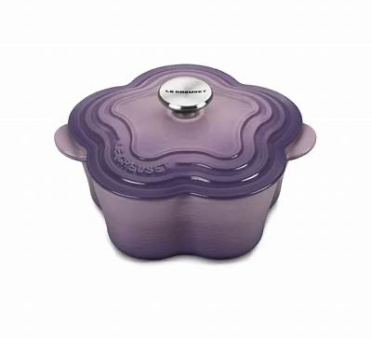 NIB LE CREUSET 2.25 Qt Flower Dutch Oven Cast Iron Blue Bell Purple