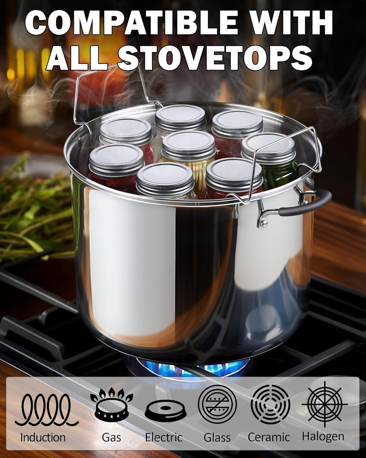 Professional 24 Quart Stainless Steel Stock Pot with Lid, Water Bath Canner w…