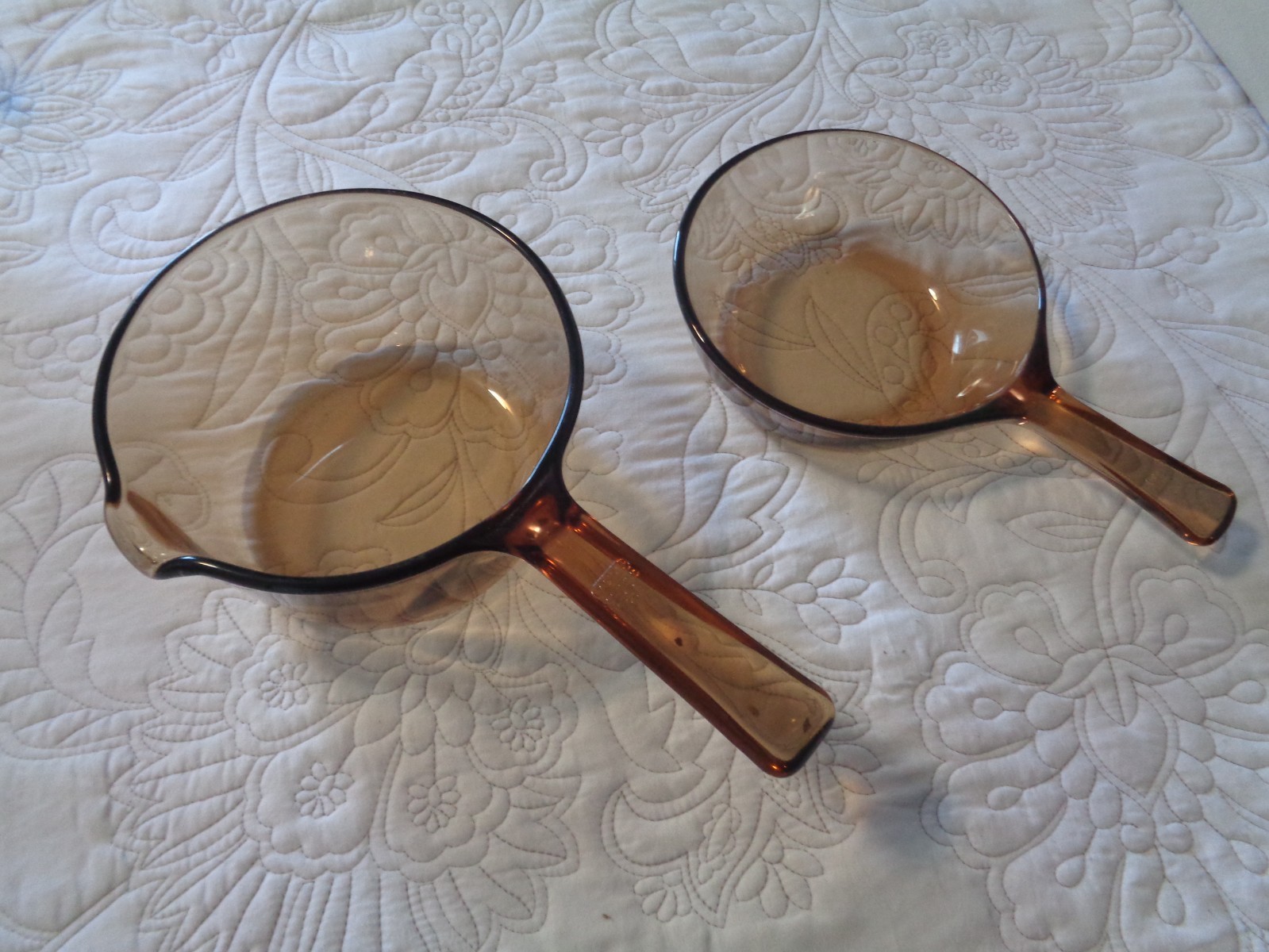 Vintage Corning Vision Ware Saucepans 1L w/Spout & 0.5L