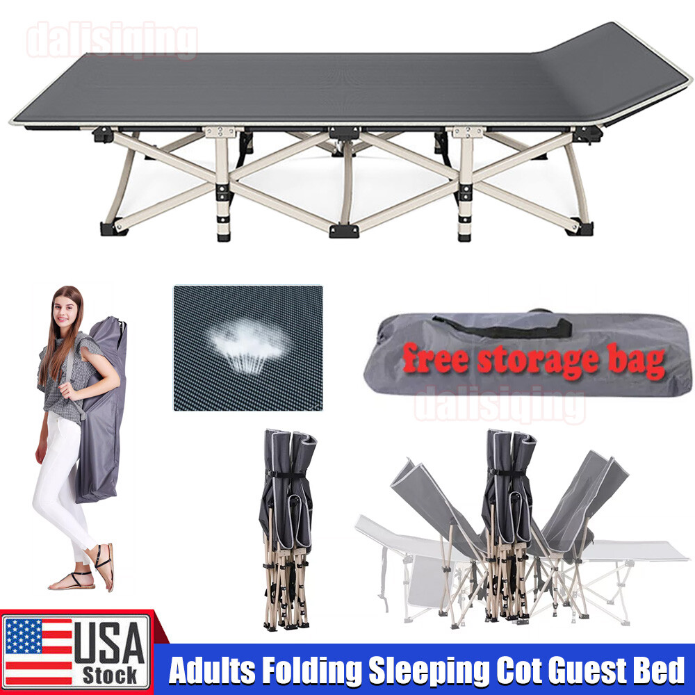 Adults Folding Sleeping Cot Guest Bed Heavy Duty Portable Cots Camping with Bag