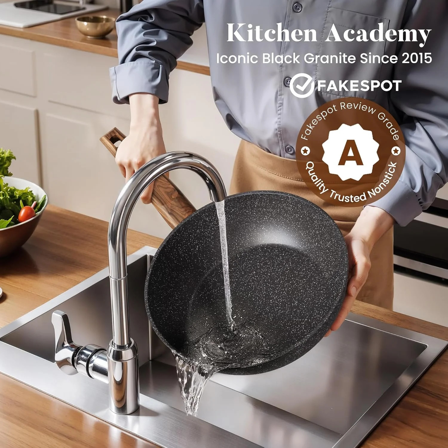 Kitchen Induction Cookware & Bakeware Set – 30 Piece Black Granite Cooking Pans