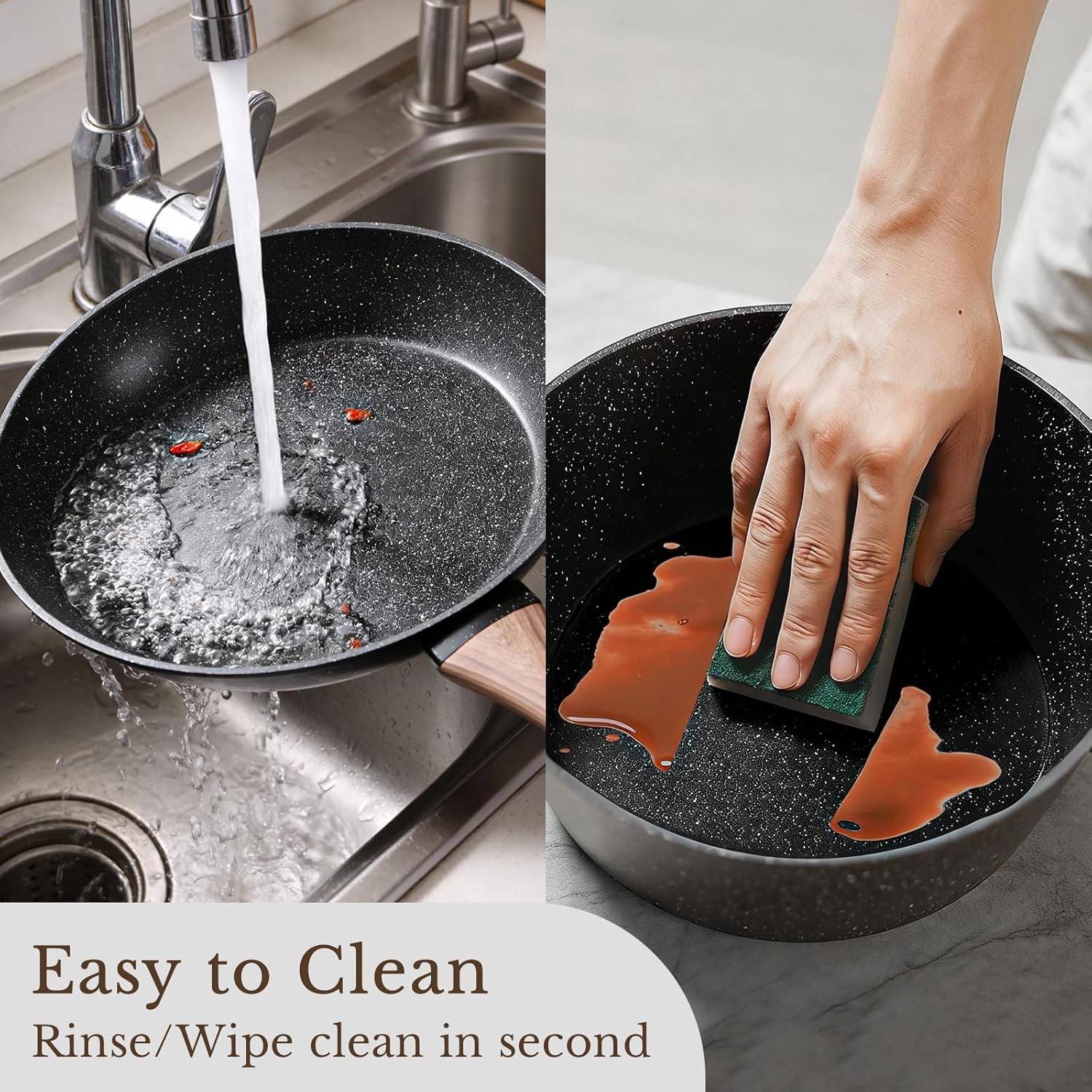 EWFEN 25 Pcs Pots and Pans Set, Nonstick Ceramic Cookware Sets, Healthy Non-Toxi