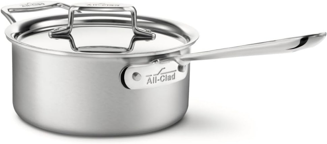 All-Clad D5 5-Ply Stainless Steel 3 Quart Saucepan, Oven Safe & Induction Ready