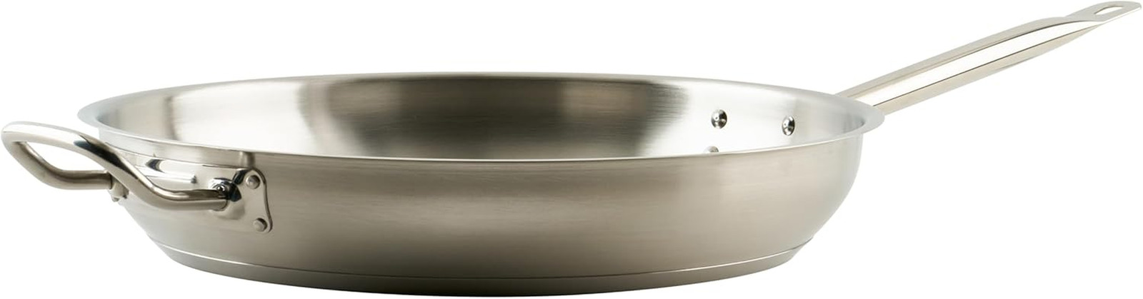 Winco Commercial-Grade Stainless Steel Fry Pan with Helper Handle, Natural Finis