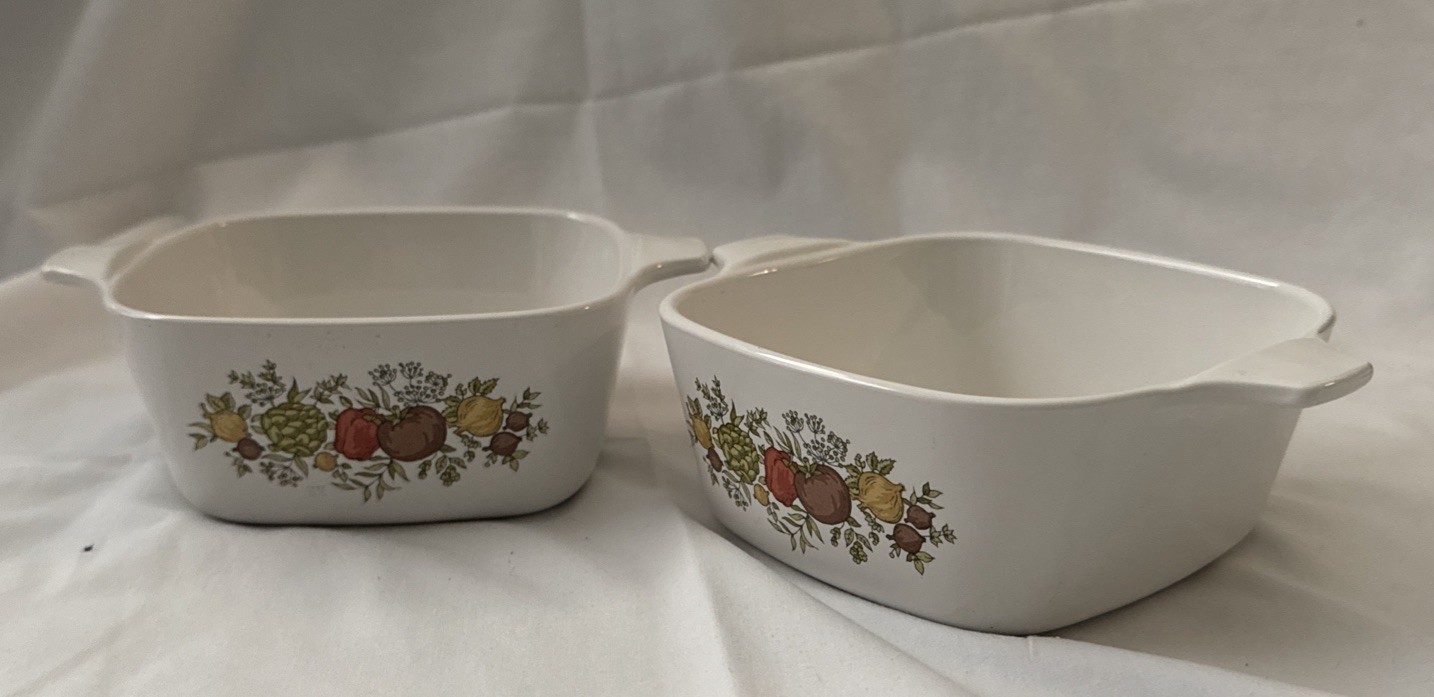 2 Corning Ware Spice O Life P-43-B Square Casserole Dishes 2 3/4 Cup No Lid