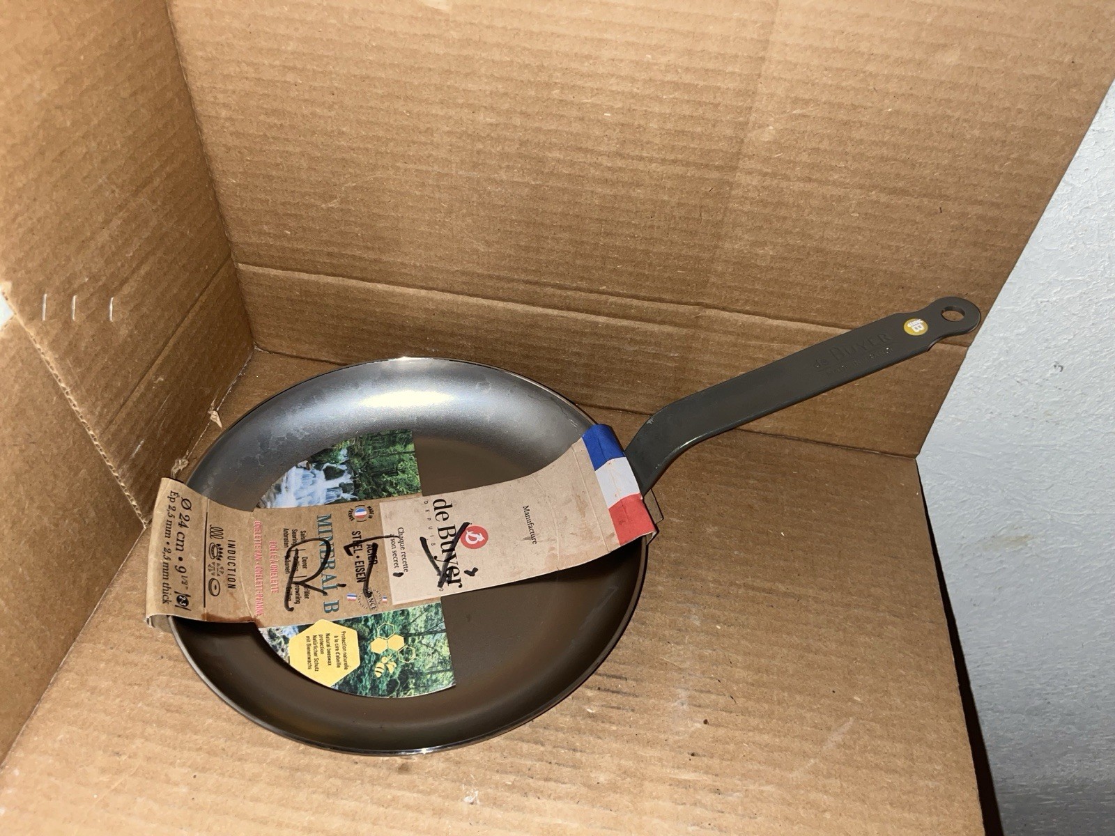 De Buyer Mineral B Carbon Steel Fry Pan, Nonstick 9.5” Induction Ready